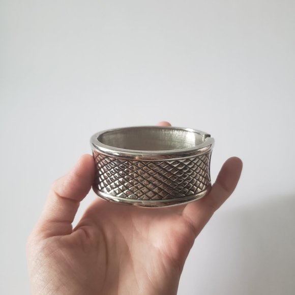 VTG Silver Cuff Bangle Bracelet - Picture 4 of 8